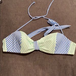 Teal and Blue Striped Bikini Top